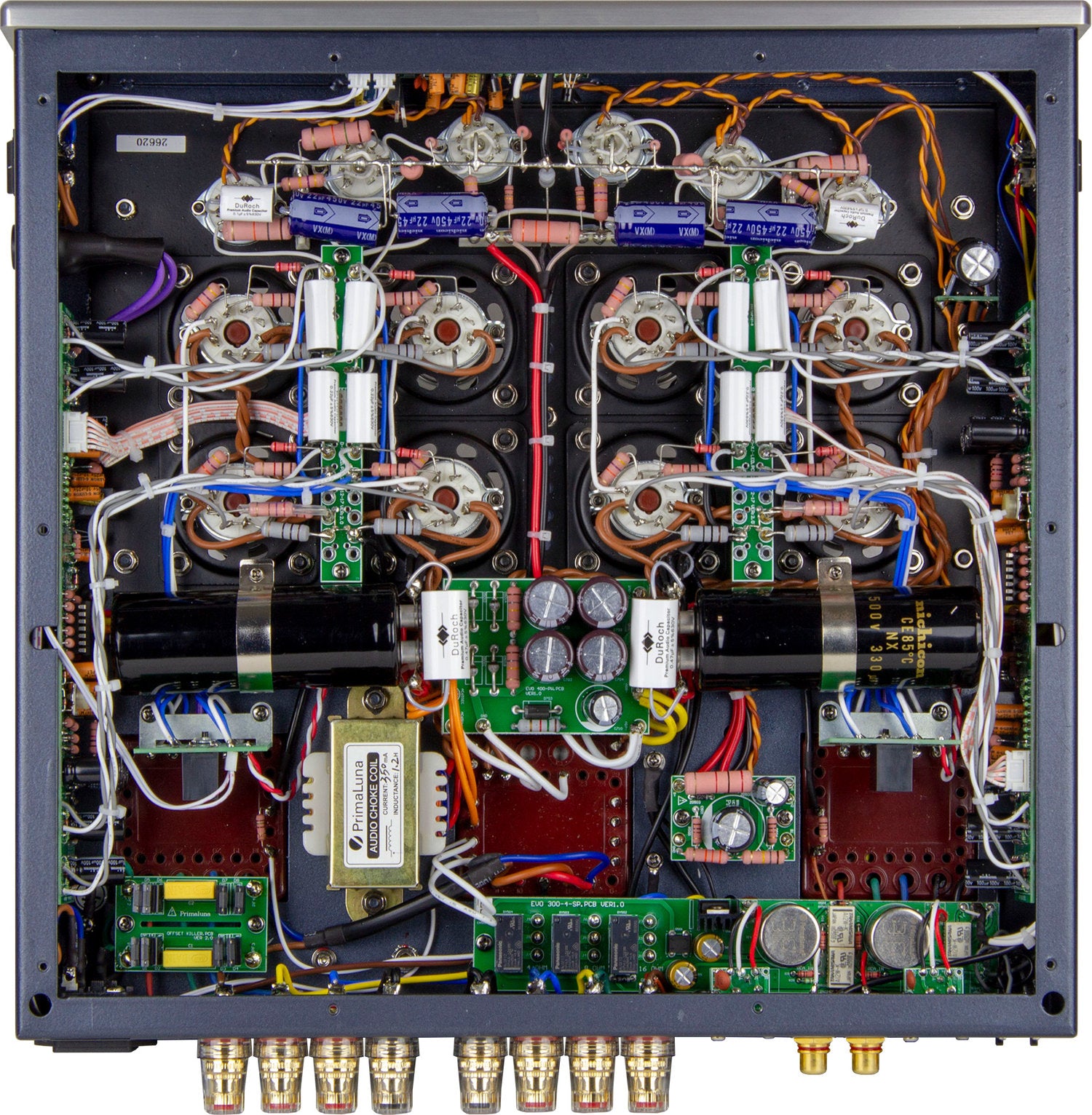 Douglas HiFi - PrimaLuna EVO400 Power Amplifier Black Rear Internals - Osborne Park - Perth - Western Australia