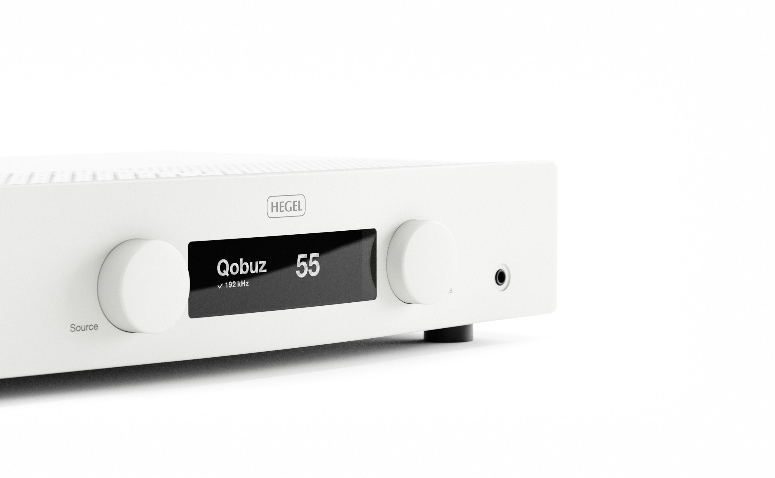 Hegel H150 Streaming Amplifier - White (angled view) - Douglas HiFi Perth