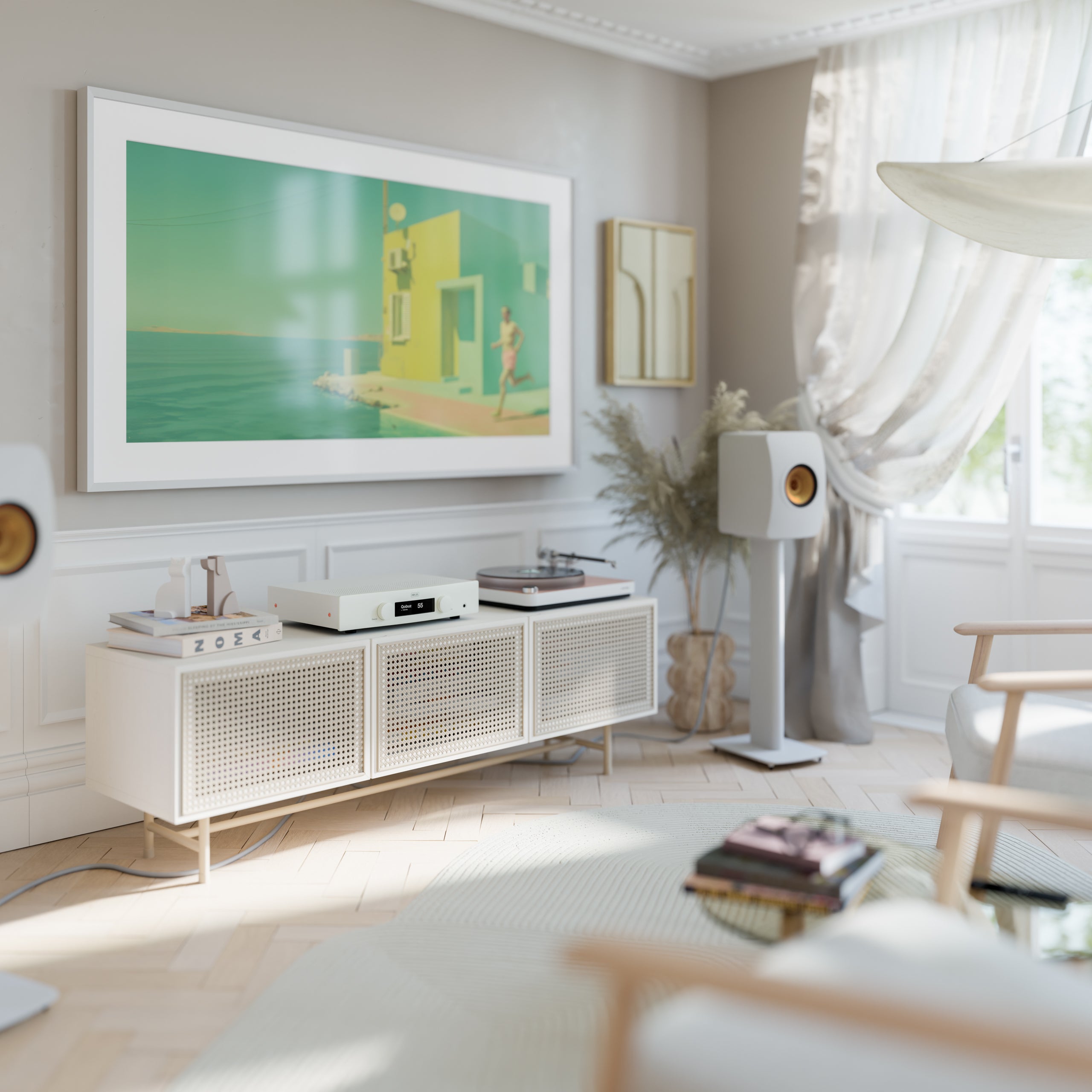 Hegel H150 Streaming Amplifier - White Lifestyle - Douglas HiFi Perth