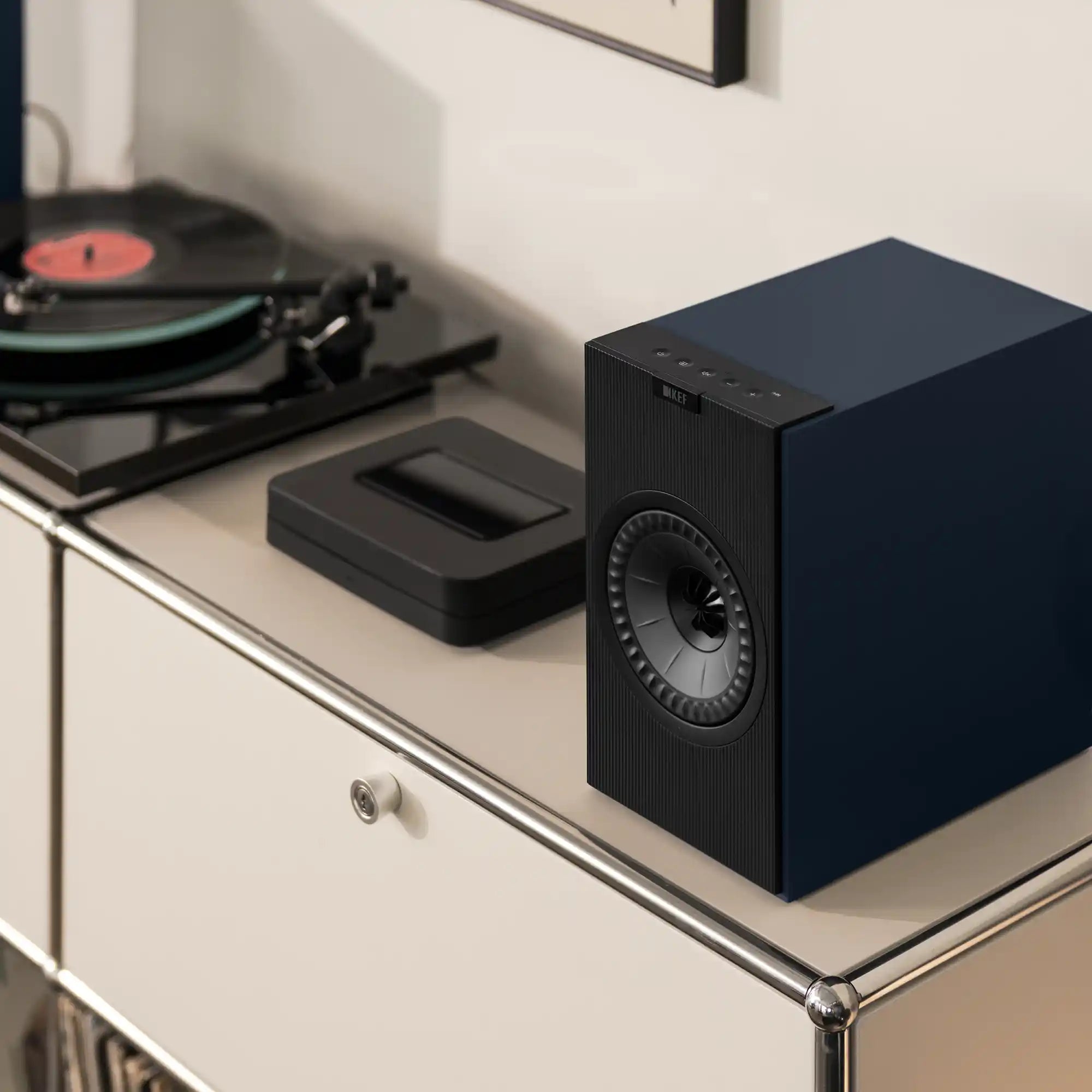 KEF Coda W Active Speakers - Midnight Blue Lifestyle - DOUGLAS HIFI
