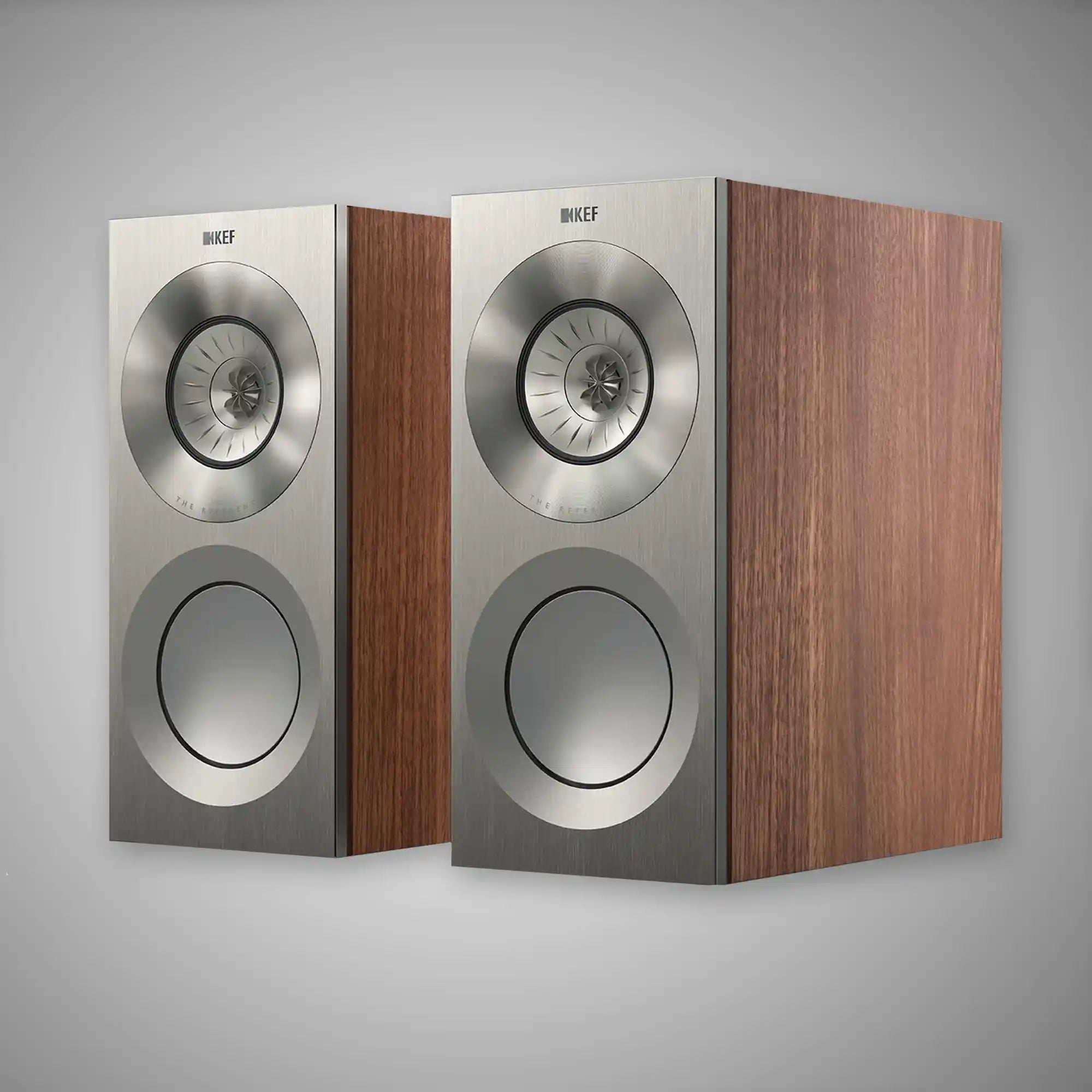 KEF Reference 1 Standmount Speakers Satin Walnut/Silver - DOUGLAS HIFI