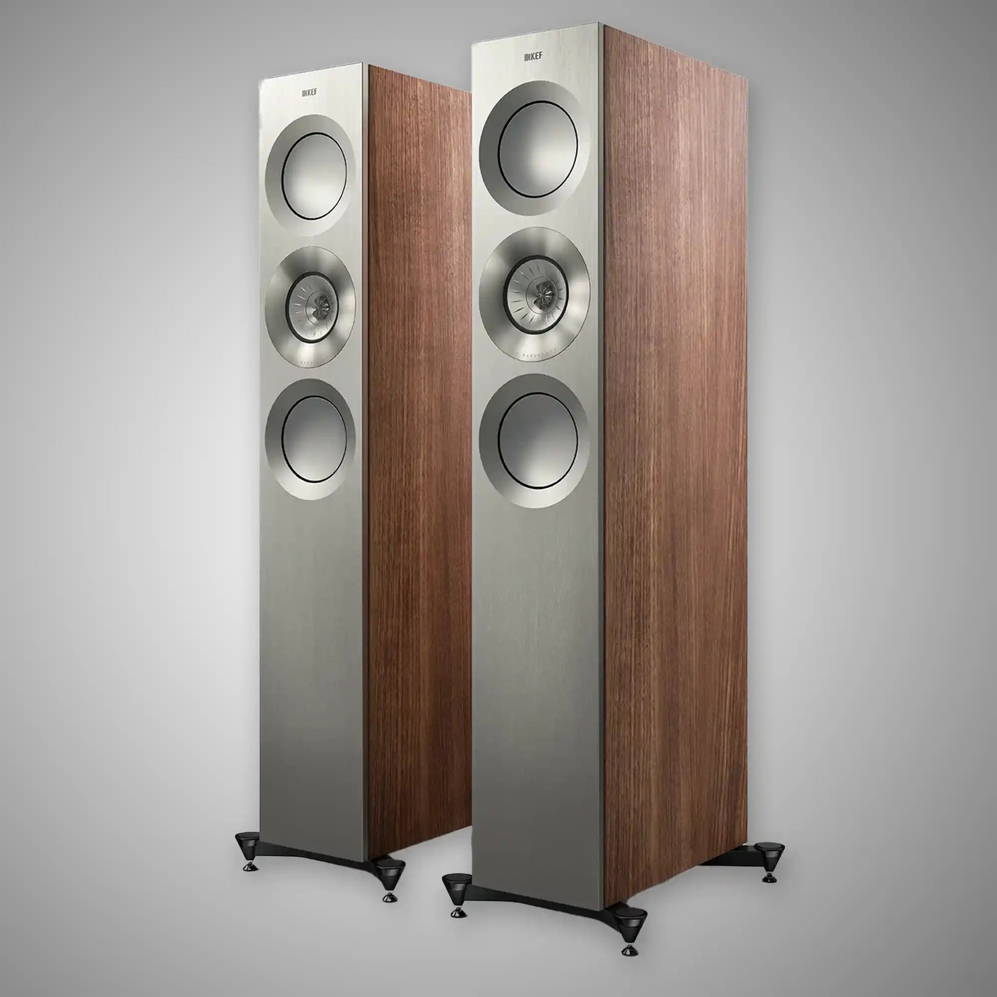 KEF Reference 3 Floorstanding Speakers Satin Walnut/Silver - DOUGLAS HIFI