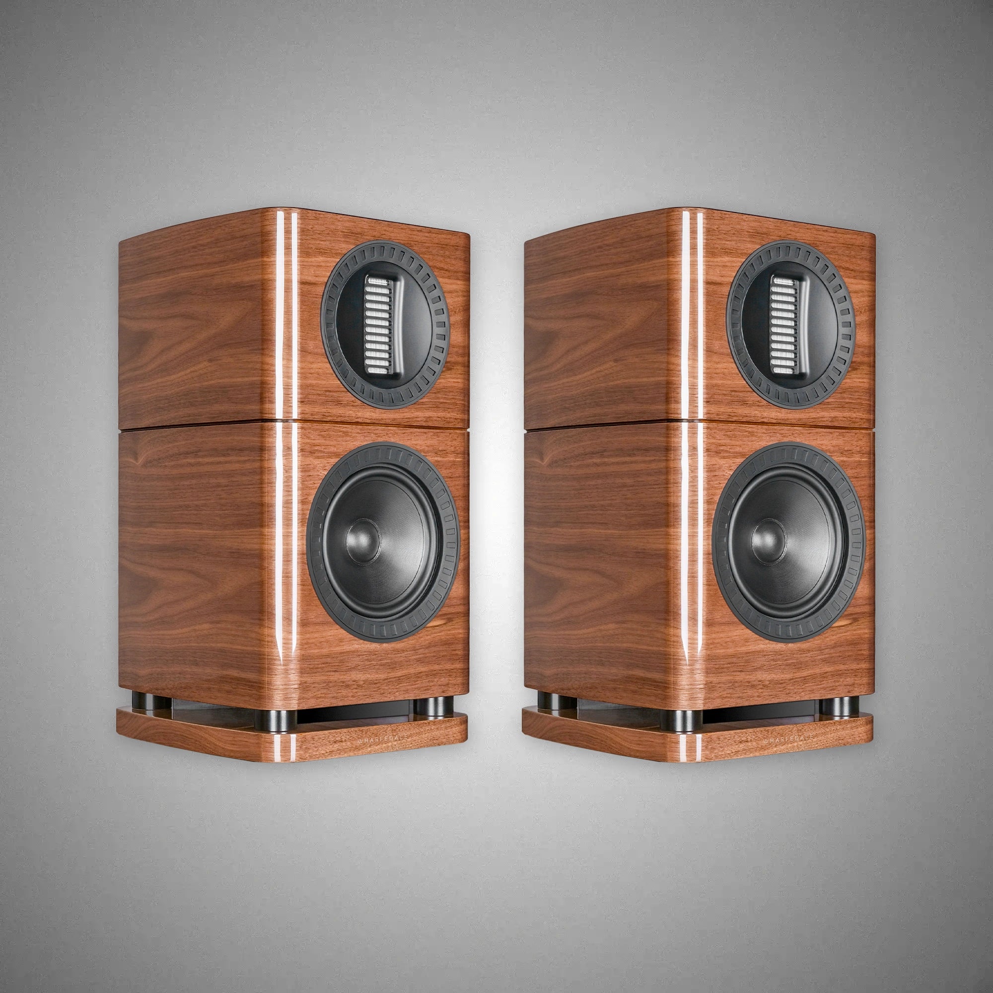 WHARFEDALE Elysian 1R Standmount Speakers Piano Gloss Walnut No Stands - DOUGLAS HIFI
