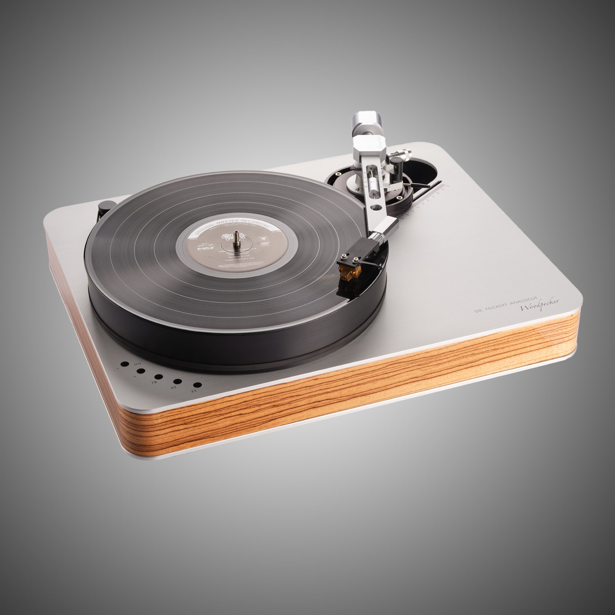 Dr Feickert Woodpecker Turntable Silver with Zebrano finish - DOUGLAS HIFI