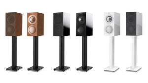 KEF R3 Meta Bookshelf speakers - 3 colours on S3 stands - Douglas HiFi Perth