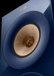 KEF R3 Meta Bookshelf speakers - Indigo blue close up of UniQ - Douglas HiFi Perth