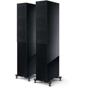 KEF R5 Meta Slimline Floorstanding speakers Black with Grilles - Douglas HiFI Perth
