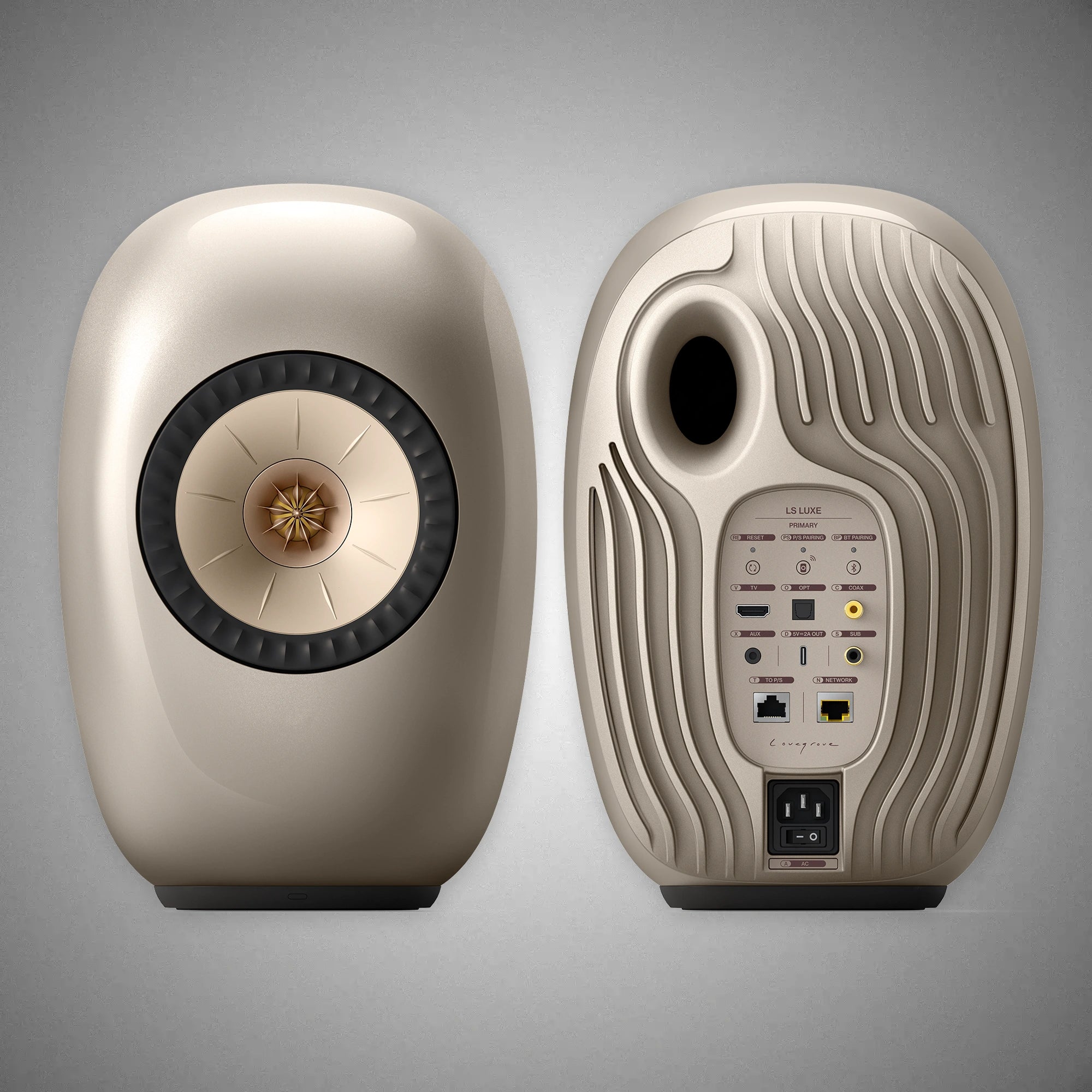 KEF LS LUXE Active Speakers Dusk Titanium Rear - DOUGLAS HIFI