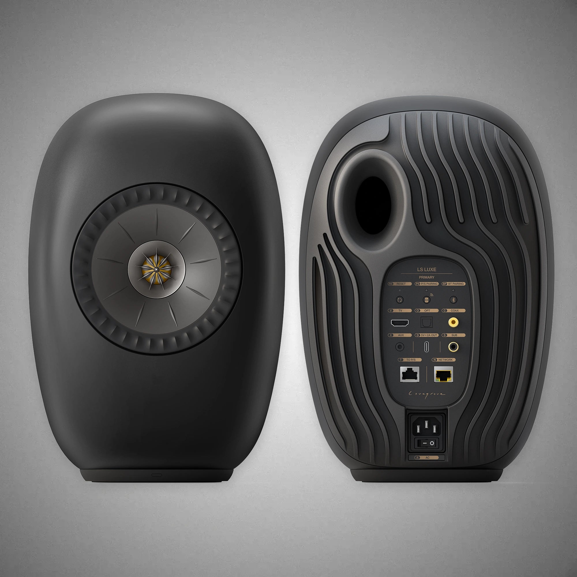 KEF LS LUXE Active Speakers Eclipse Black Rear - DOUGLAS HIFI