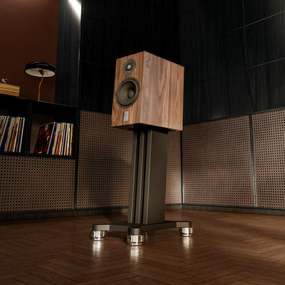 MARTEN DEXTER DUO Speakers with Stands Matte Walnut (Lifestyle) - DOUGLAS HIFI