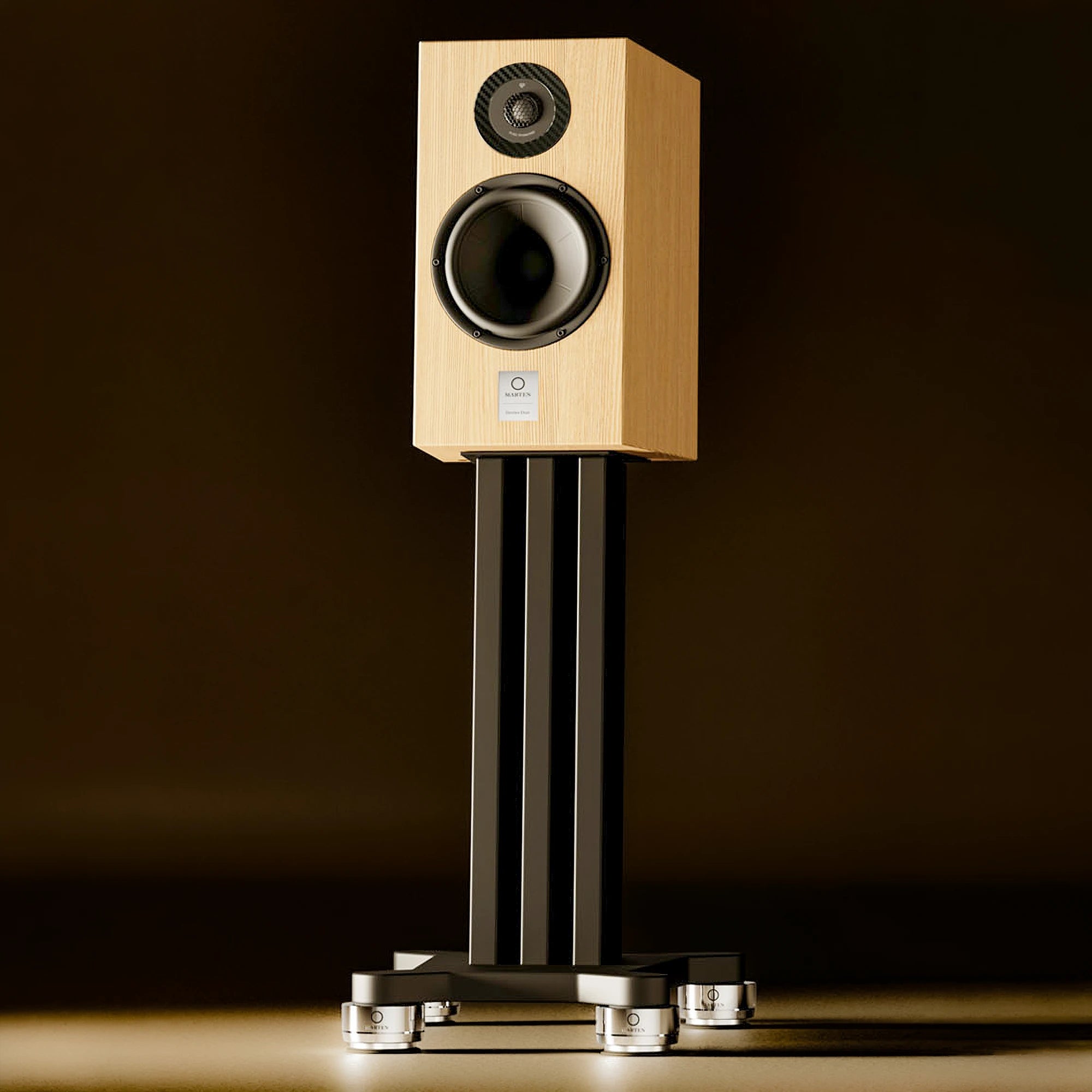 MARTEN DEXTER DUO Speakers with Stands True Grain Oak (Lifestyle) - DOUGLAS HIFI