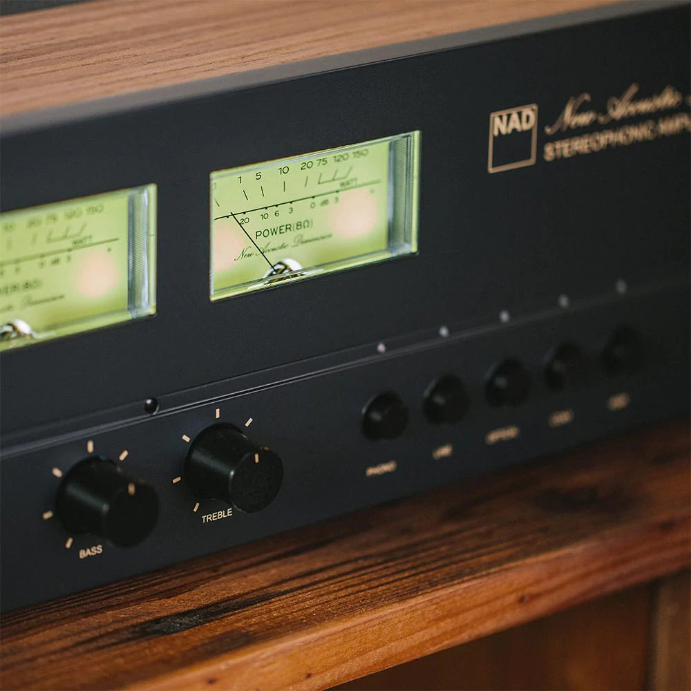 NAD C3050 Integrated Amplifier Retro looks VU Meters close up - Douglas HiFI Perth