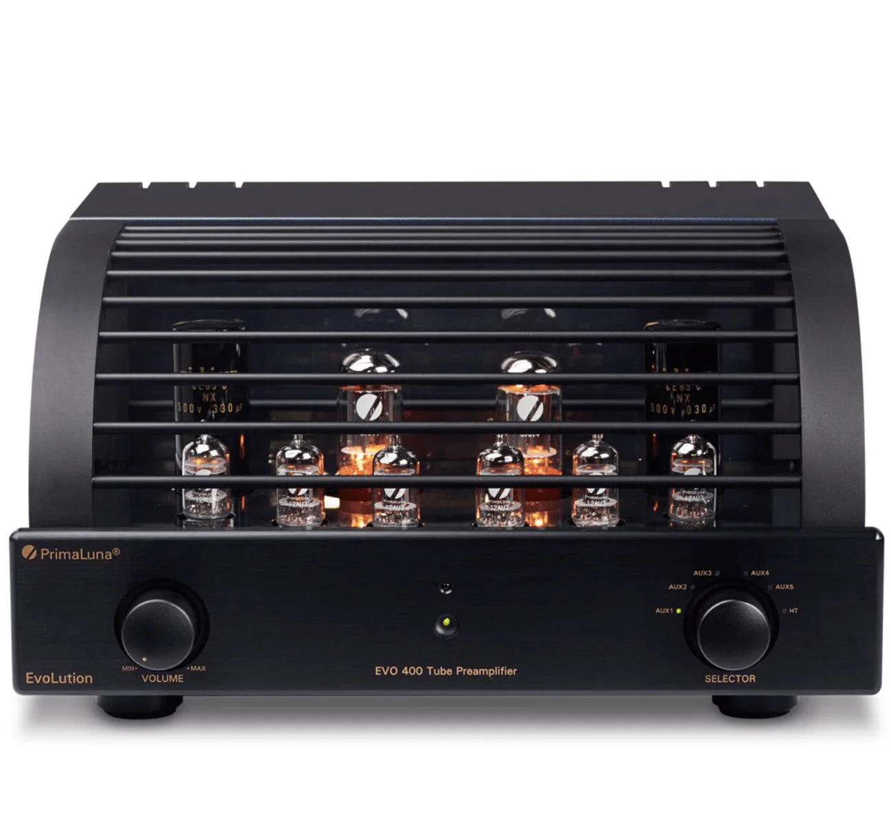 PPrimaLuna EVO400 Tube Pre-Amplifier (Black Front View) - Douglas HiFi Perth