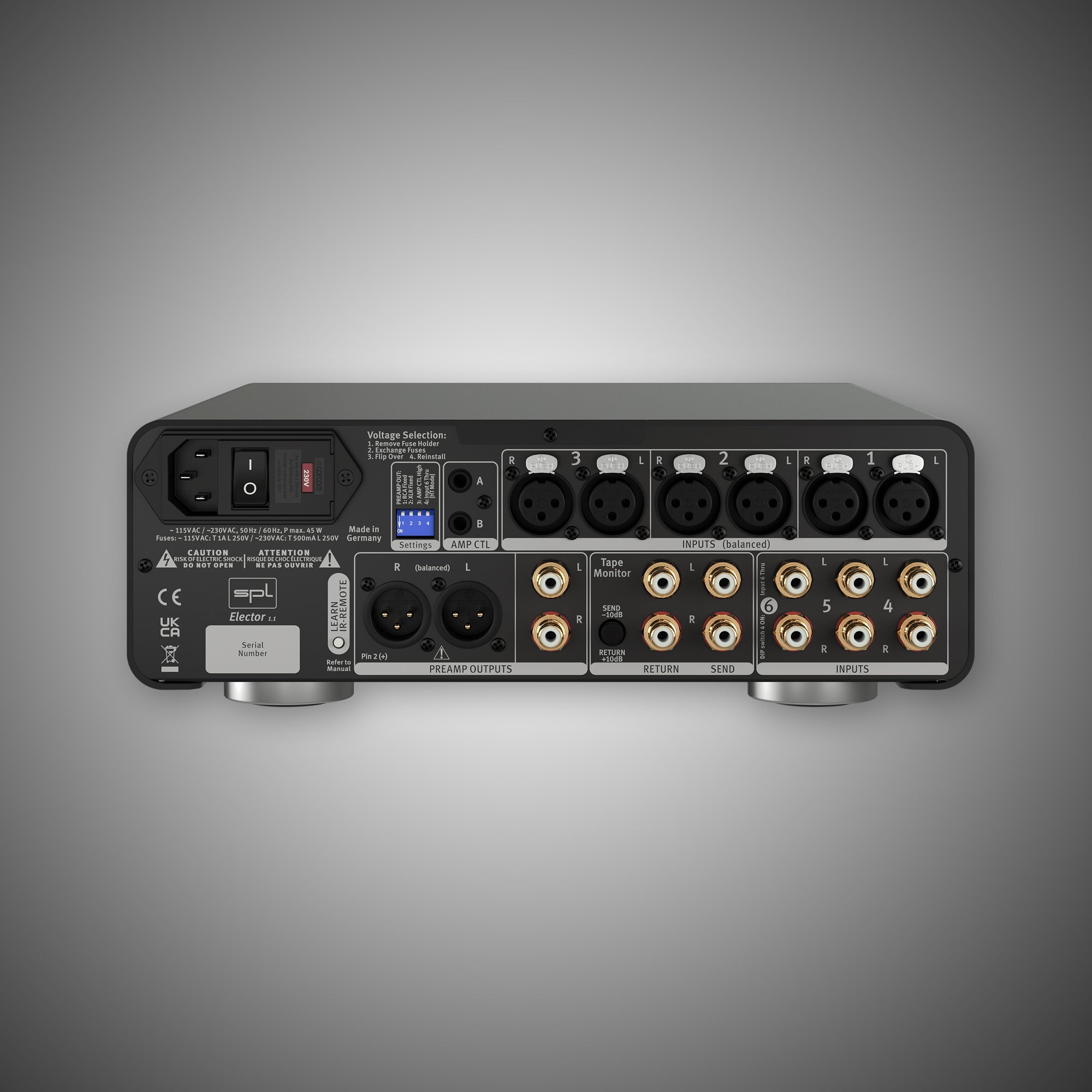 SPL Elector Analogue Pre-Amp Black (Rear)- Douglas HiFi Perth