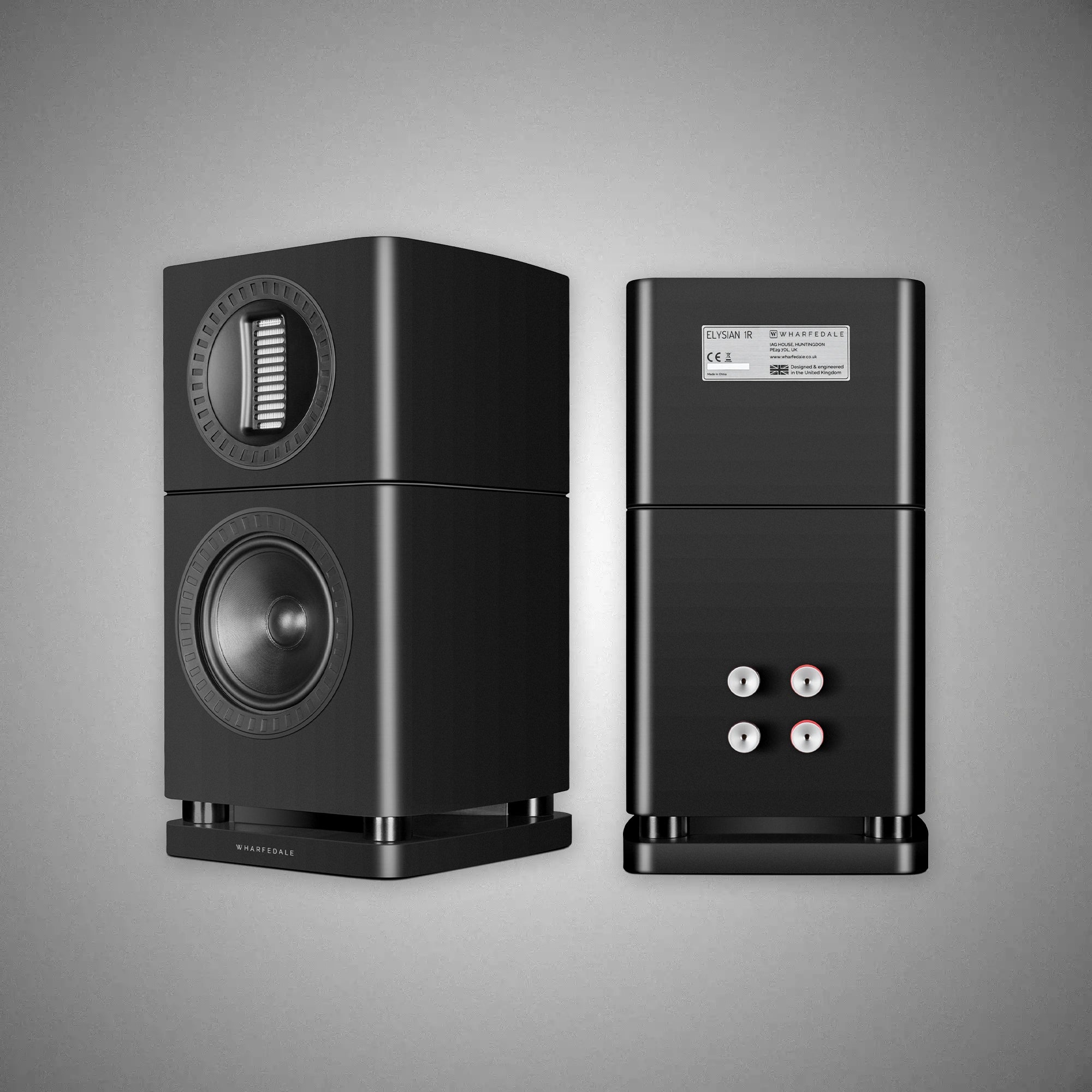 WHARFEDALE Elysian 1R Standmount Speakers Matte Black No Stands - DOUGLAS HIFI