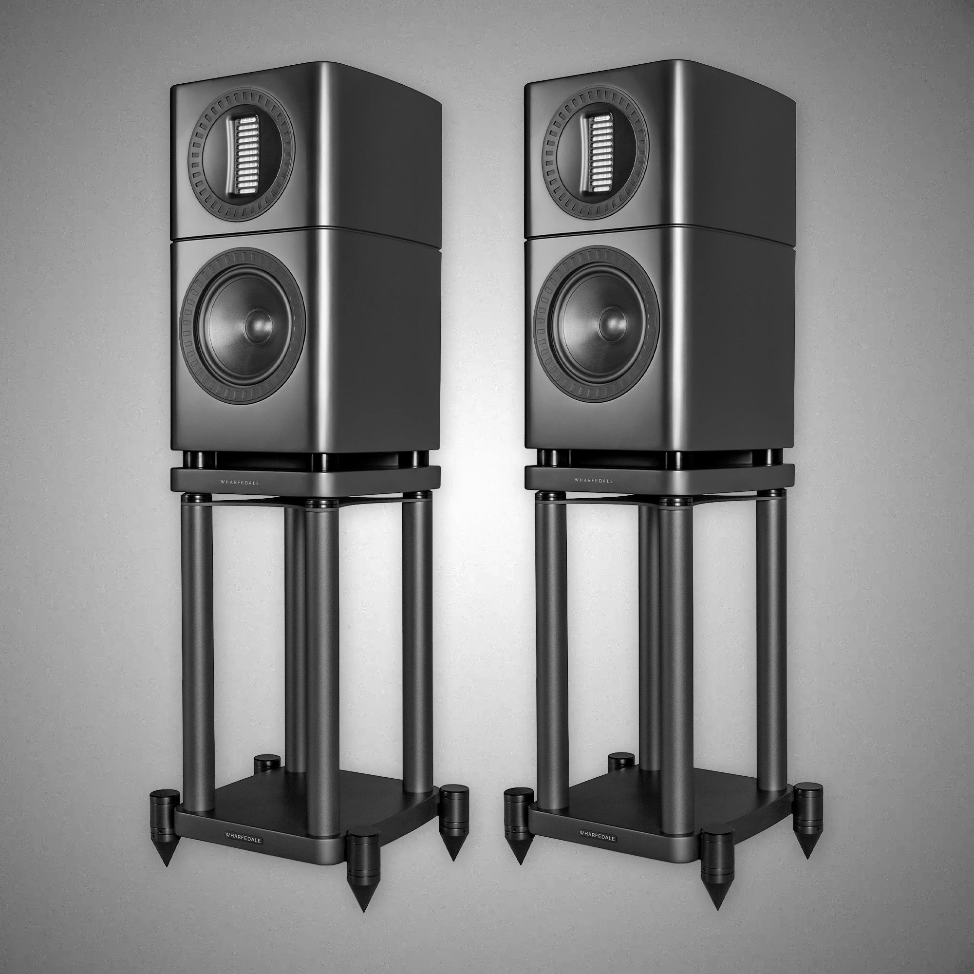 WHARFEDALE Elysian 1R Standmount Speakers Matte Black With Stands - DOUGLAS HIFI