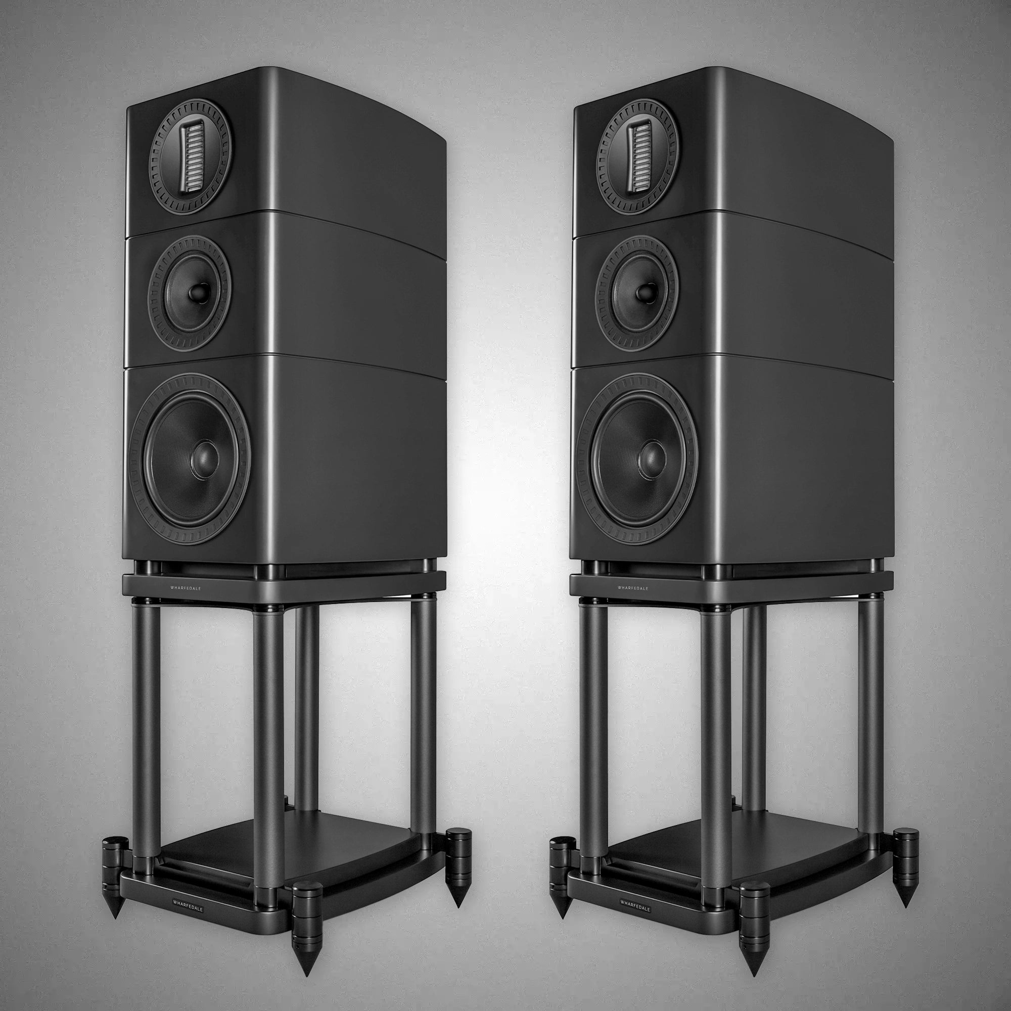 WHARFEDALE Elysian 2R Standmount Speakers Matte Black With Stands - DOUGLAS HIFI