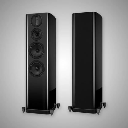 Wharfedale AURA 4 Floorstanding Speakers Piano Black - DOUGLAS HIFI