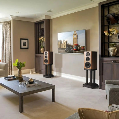 Wharfedale EVO5.2 Bookshelf Speakers Walnut Lifestyle - DOUGLAS HIFI