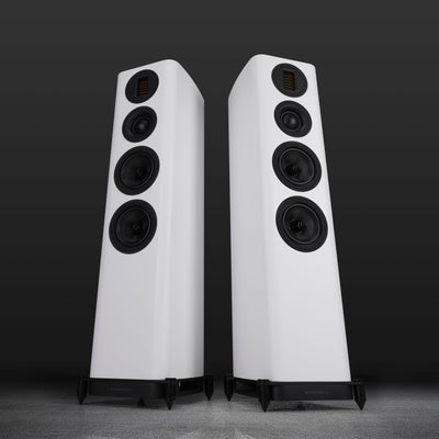 Wharfedale EVO5.4 Floorstanding Loudspeakers WHITE Lifestyle - DOUGLAS HIFI
