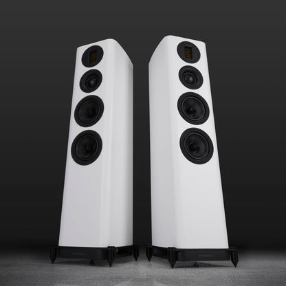 Wharfedale EVO5.4 Floorstanding Loudspeakers WHITE Lifestyle - DOUGLAS HIFI