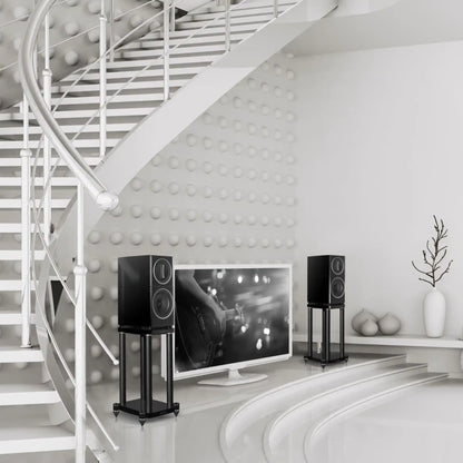 Wharfedale Elysian 1 Speaker Stands BLACK Lifestyle - DOUGLAS HIFI