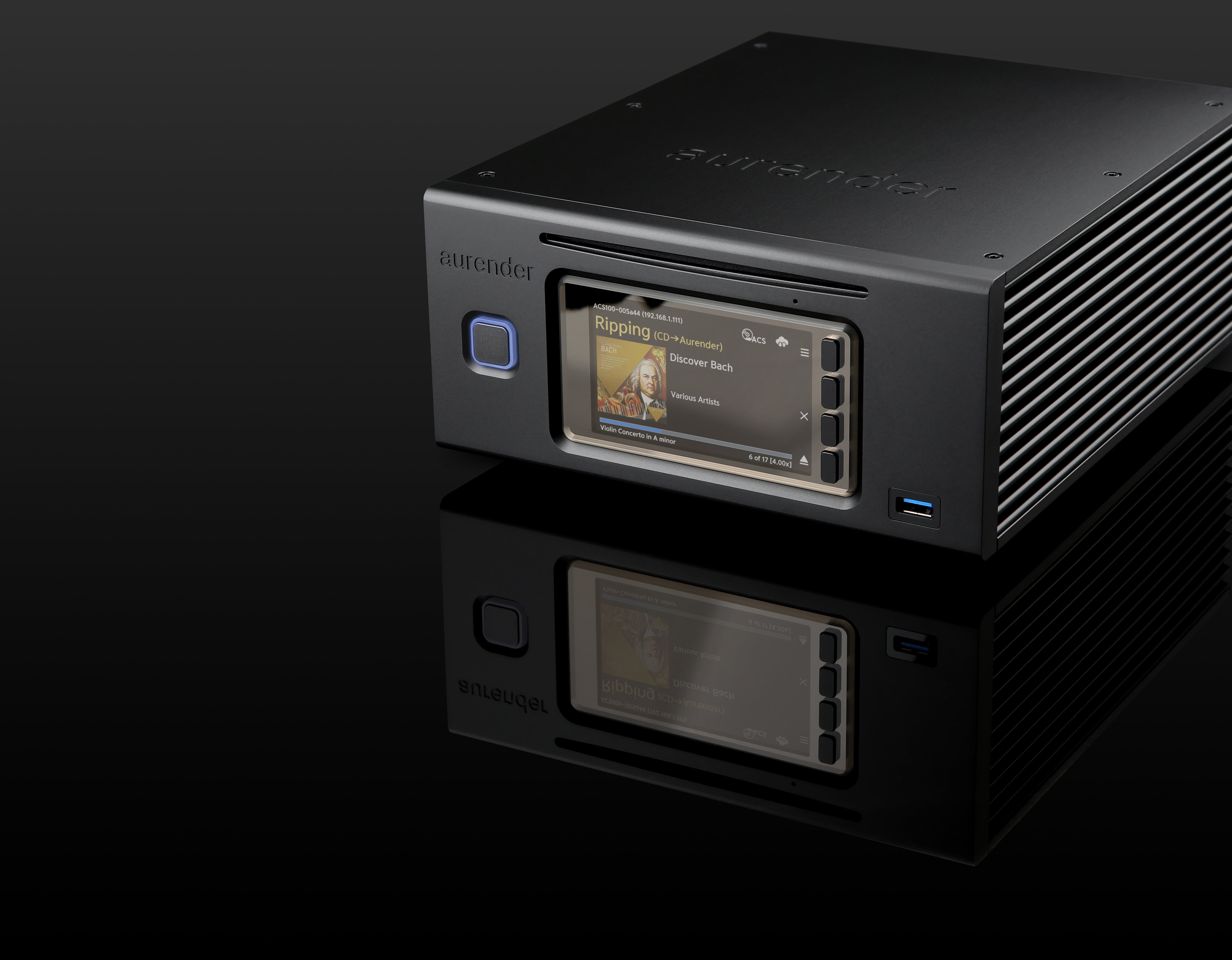 Douglas HiFi - Aurender ACS100 Caching Music Server Streamer - Black Iso Front - Osborne Park Perth