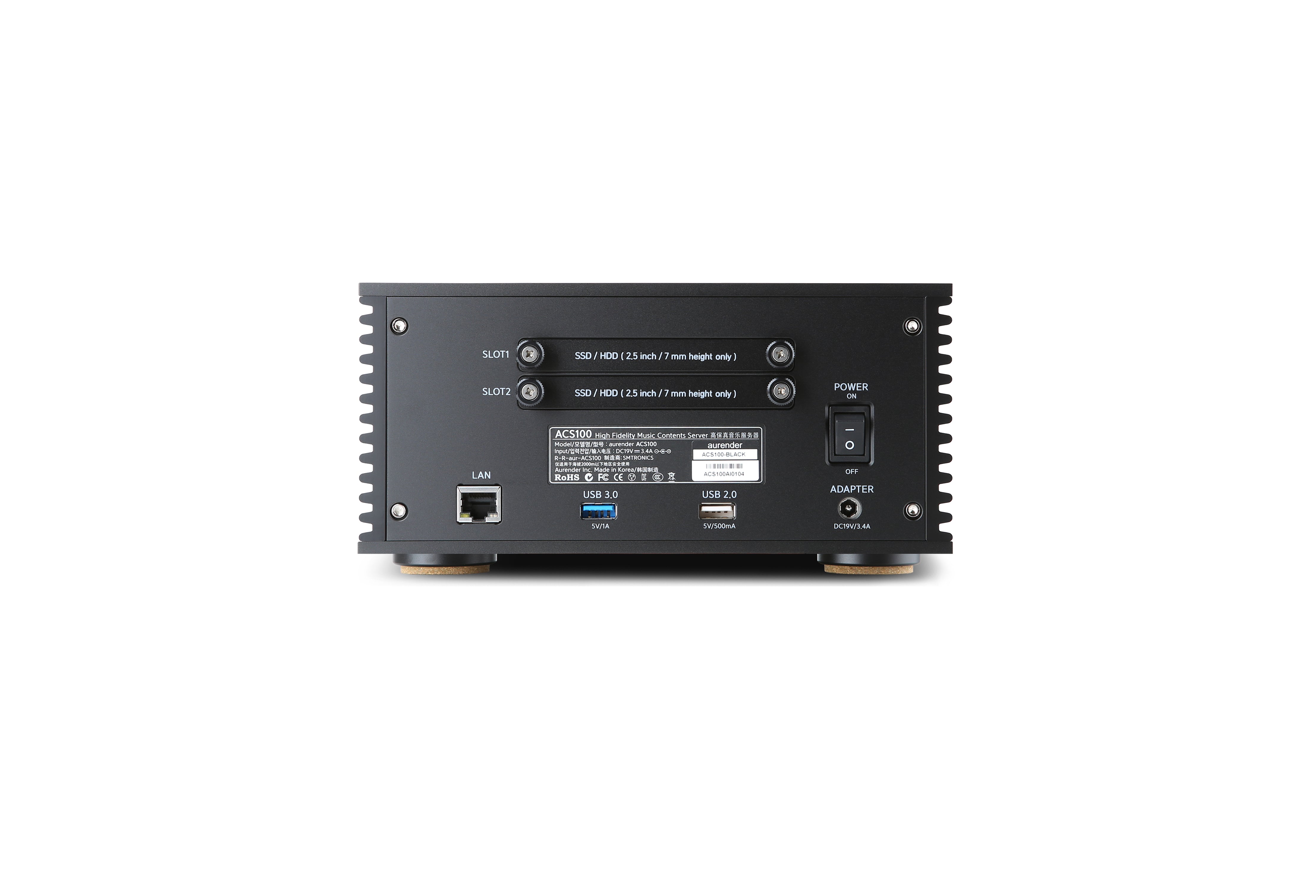 Douglas HiFi - Aurender ACS100 Caching Music Server Streamer - Black Rear Small - Osborne Park Perth