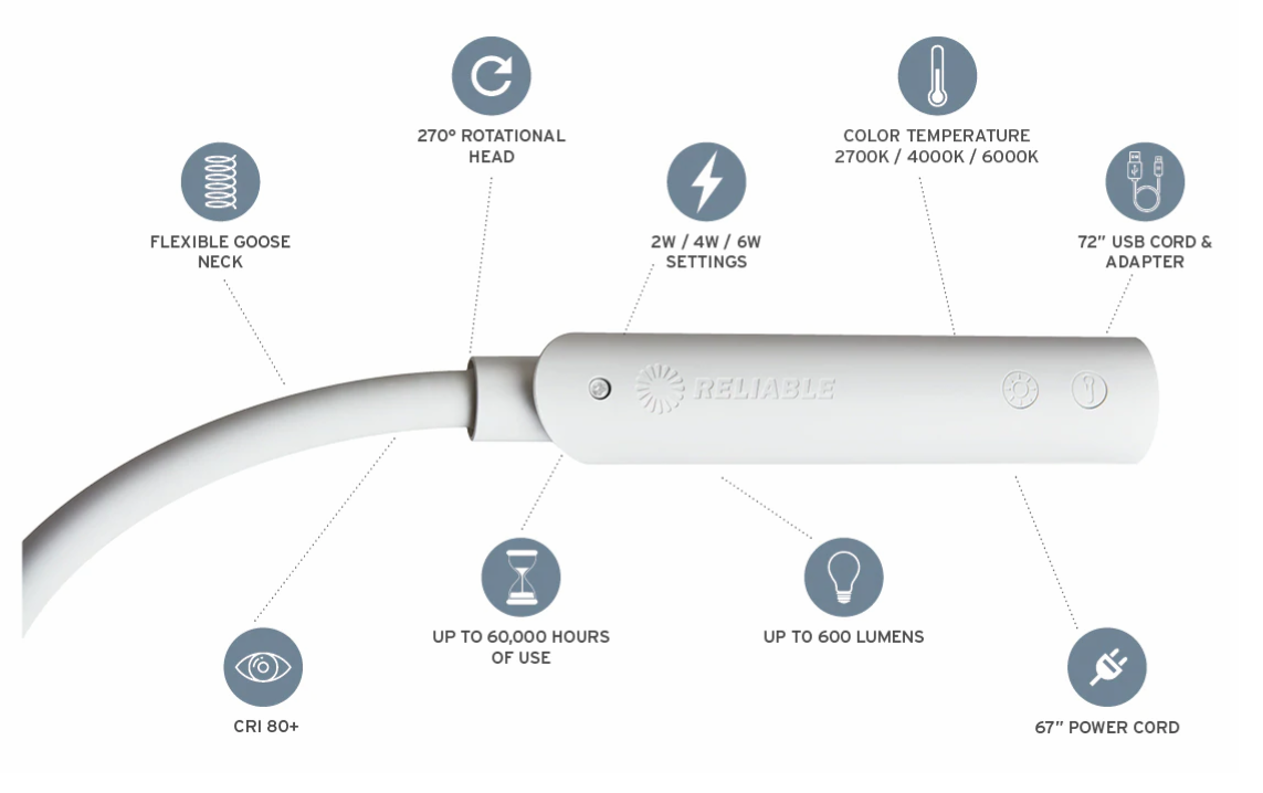 Douglas HiFi - Uberlight Flex LED Tasklight White - Lamp Features - Osborne Park Perth