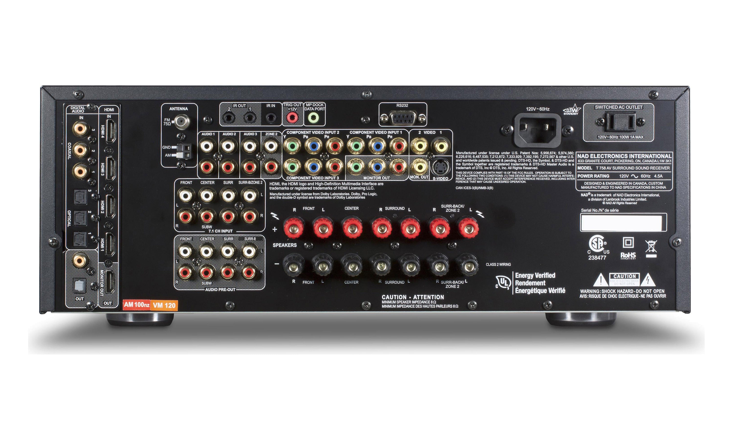 NAD T758V3 Surround Sound Reciever rear - Douglas HiFi Perth.jpg