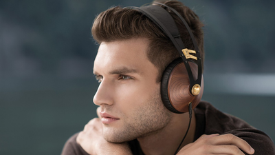 Meze 99 Classics (Walnut Gold) - Award Winning Wood Ear cup Headphones (lifestyle) | Douglas HiFi