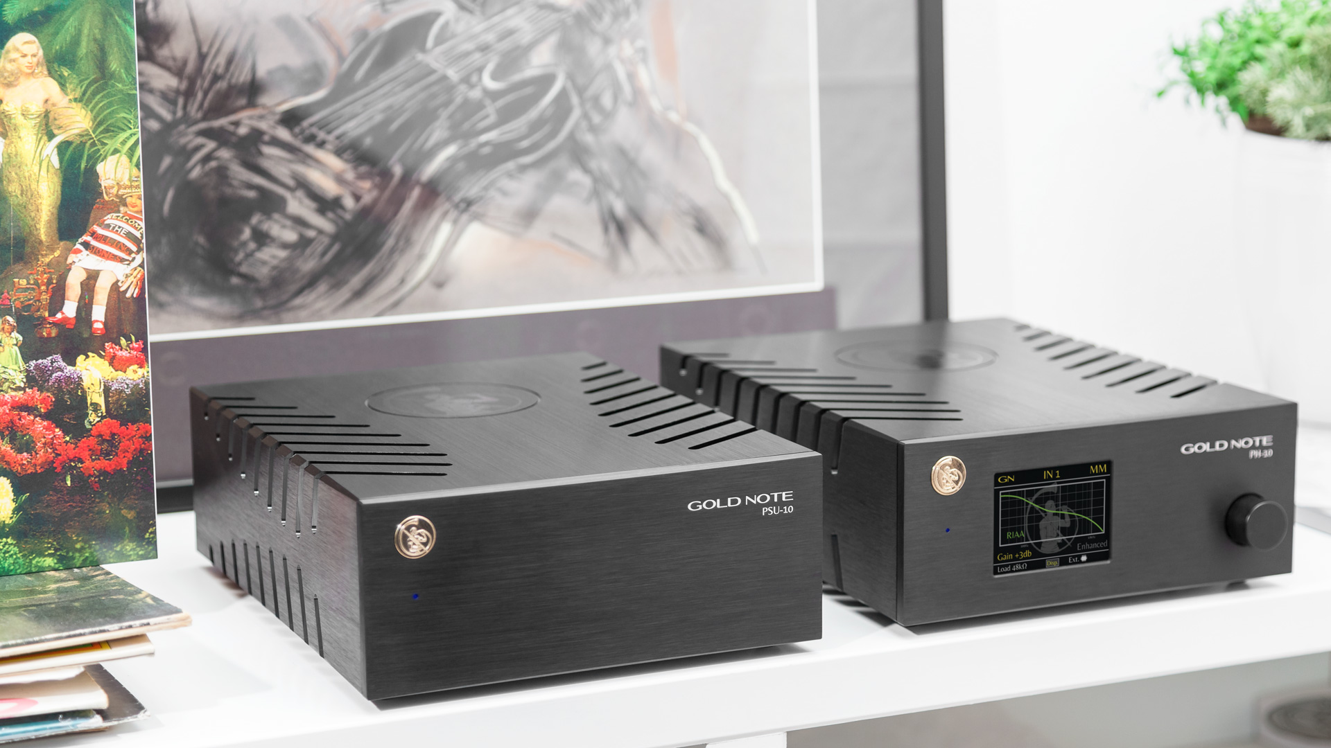 Gold Note PSU-10 (optional Power Supply) and PH-10 (Phono Stage) (Black) | Douglas HiFi